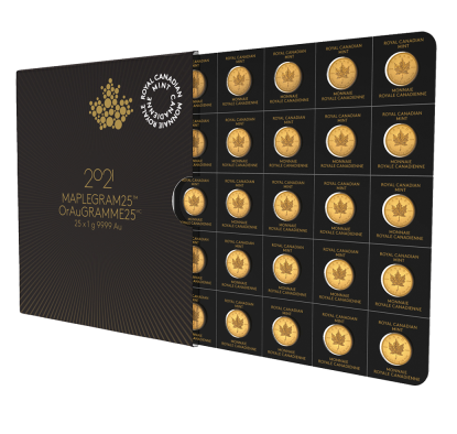 25 X 1 Gram Gold Maple Coins - 2022